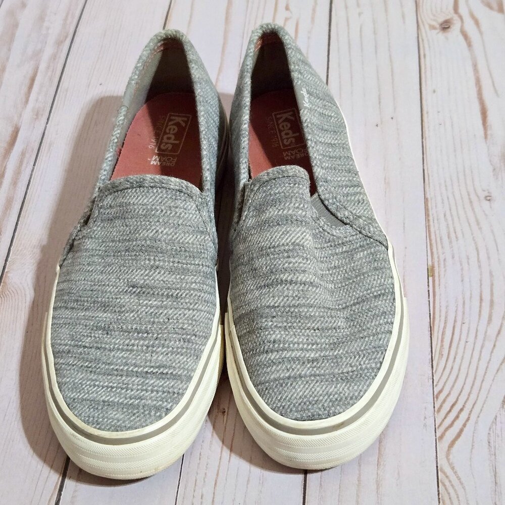Ked's Double Decker Twill Stripe Jersey Sneaker size 10 in Light Gray
